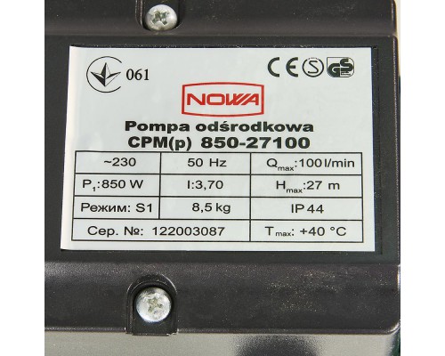 Насос центробежный NOWA CPM(p) 850-27100