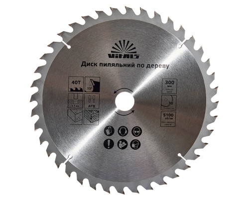 Диск пильный Vitals по дереву 300x30/25.4, ATB 40