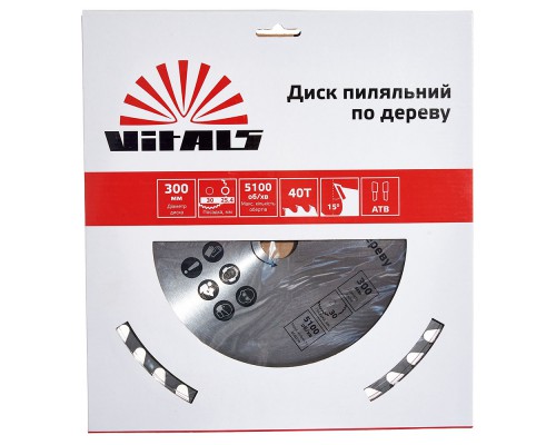 Диск пильный Vitals по дереву 300x30/25.4, ATB 40