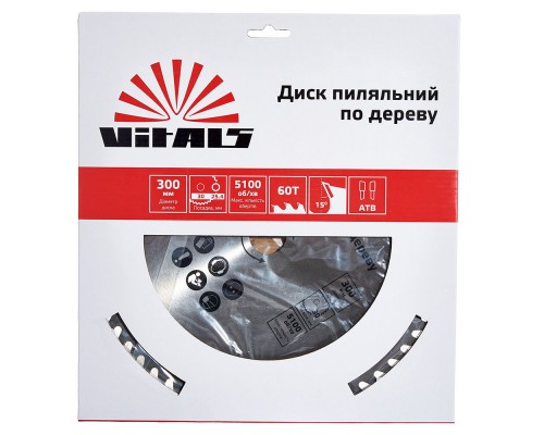 Диск пильный Vitals по дереву 300x30/25.4, ATB 60