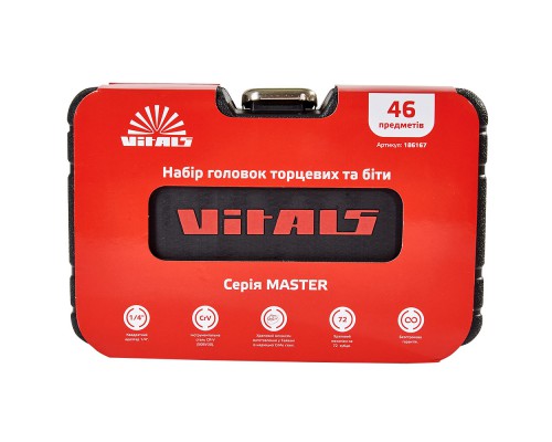 Набор головок торцевых с трещоткой 1/4″ 46 предметов Vitals Master