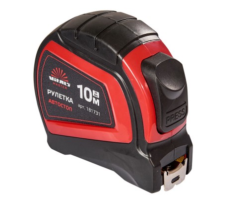 Рулетка 10 м × 25 мм автостоп Vitals Master