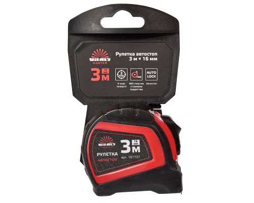 Рулетка 3 м × 16 мм автостоп Vitals Master