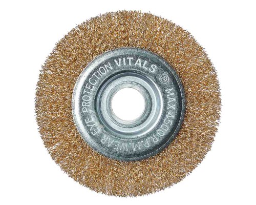 Щетка дисковая Vitals гофрированная латунированная 125×22,2 м, 0,3 мм